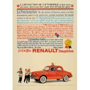  1960 Ad Vintage Renault Dauphine Automobiles Pricing 