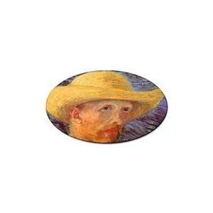  Self Portrait with Straw Hat By Vincent Van Gogh Oval 
