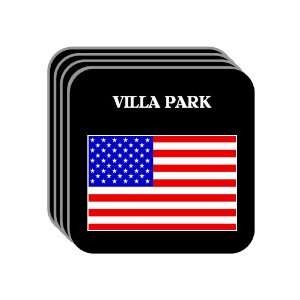US Flag   Villa Park, Illinois (IL) Set of 4 Mini Mousepad Coasters