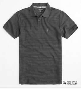 Volcom Stone Pique Mens Stripe Charcoal Gray Polo Shirt New NWT  