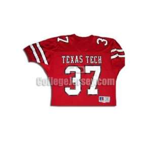  Red No. 37 Game Used Texas Tech Russell Football Jersey 