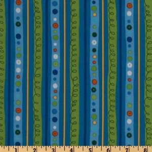  44 Wide Animal Party Too! Scribble Stripe Blue Fabric By 