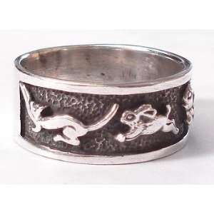  Rabbit Ram & Cat Animals Silver Ring (Size 10.5 