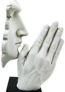 Amen` Praying Hands Face Sculpture Statue Vitruvian  