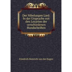   verschiedenen Handschriften Friedrich Heinrich von der Hagen Books