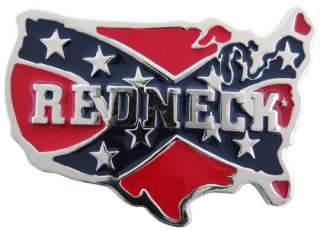 Redneck` Rebel Flag U.S. Map Belt Buckle Confederate  