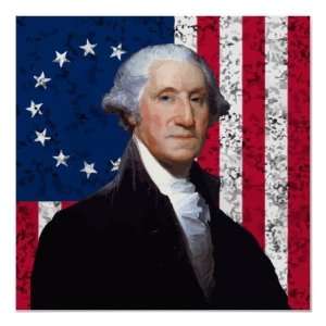Washington and The American Flag Print 