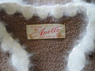 Vintage 30s 40s ANGORA TRIMMED Sweater Knit Skirt Dress Suit Top M L 