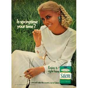  1970 Ad R J Reynolds Co Salem Cigarettes Woman Smoking 