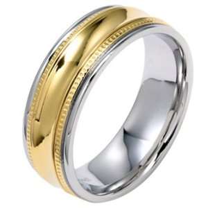 8MM Polished Stainless Steel Men Wedding Band with Gold Plated Center 