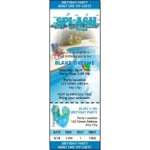  Pool Party Birthday Party Ticket Invitation: Health 