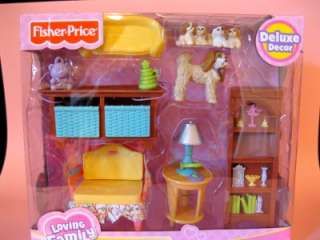 Fisher Price Loving Family Dollhouse *LIVING ROOM* Furniture~Dogs 