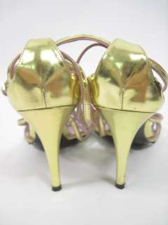 ELMAN VENEZIA Metallic Gold Strappy Sandals Heels Sz 7  