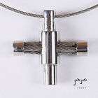 Mens Stainless Steel Cable Cross Necklace Leather  