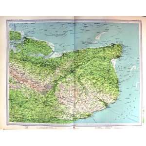    1903 Colour Map Canterbury Dover Folkestone England