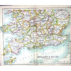   MAP c1901 ENGLAND WALES ISLE WIGHT CORNWALL PEMBROKE DOVER: Home