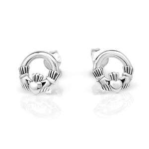 925 Sterling Silver Tiny Celtic Claddagh Friendship and Love Post Stud 
