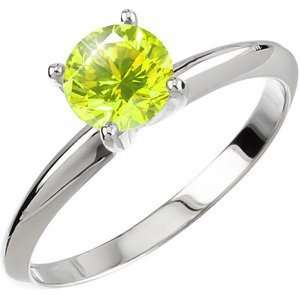   Platinum Ring with Fancy Greenish Yellow Diamond 1 carat Brilliant cut