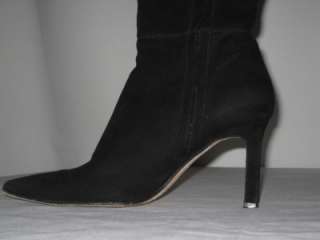 Authentic CHANEL Knee HIGH Black SUEDE Boots 39 1/2  