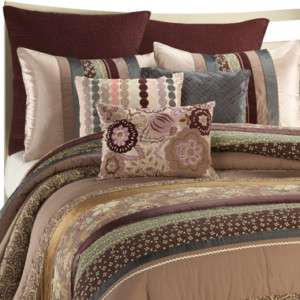 Mini Comforter Set PLUM STRIPE Purple Blue Velvet SIZES: T F/Q K All 