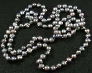 Peacock Silver Gray Freshwater Pearl Baroque Nugget Long Strand 