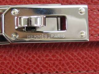 Auth HERMES KELLY WALLET TRI FOLD VEAU EPSOM RED  