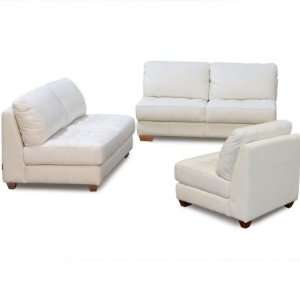  ZENSLCW Zen Armless All Leather Tufted Seat Sofa 3 Piece 