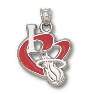  Miami Heat 14K Gold I Heart Logo 1/2 Enamel Pendant 