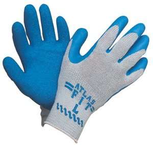 12 PAIR ATLAS FIT RUBBER COATED GLOVES 300   LARGE  