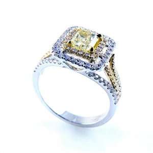  18k Two Tone Gold 1.48 Carats Total Natural Fancy Yellow 