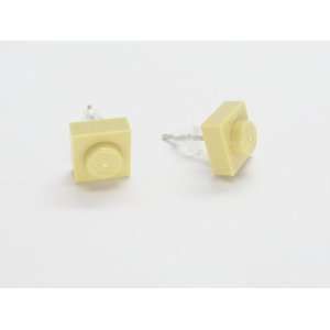  Tan Upcycled LEGO Square Stud Earrings Jewelry