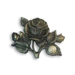  Rose with Leaves Doorbell in Black Finish