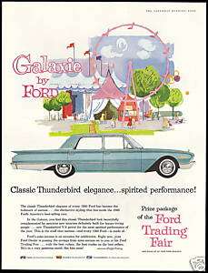1960 Ford Galaxie 4dr Car Ferris Wheel Fair Art Ad  