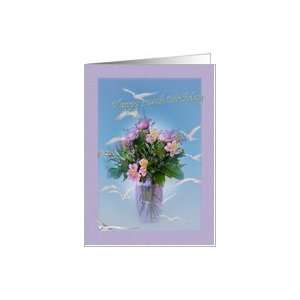   104th Birthday Card with Flowers, Gulls, and Terns Card Toys & Games
