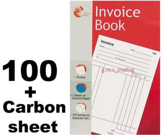 INVOICE BOOK RULED RECEIPT NUMBERED SALES BILL CARBON  