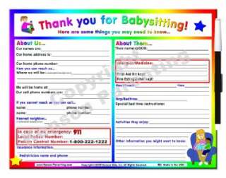 Babysitter check list, safety & emergency MUST HAVE  