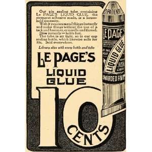  1911 Ad Le Pages Liquid Glue Tube Bottle Household 
