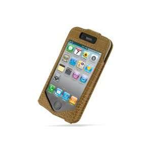  PDair Brown Crocodile Pattern Leather Case for Apple iPhone 4 