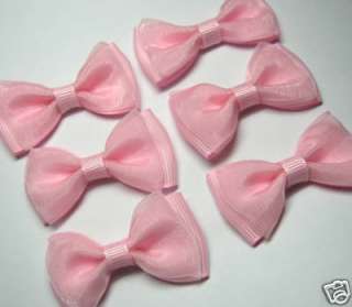 Lovely Ribbon/Organza bow Appliques x 40 Pink Dog/Hair  