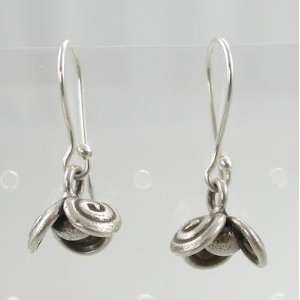 Hanging Flower Blossom Dangle Earrings in Sterling Silver, #9482