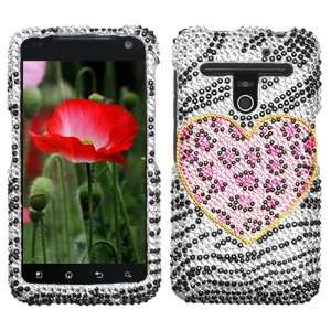 LG Esteem Playful Leopard Full Diamond Bling Phone Protector Cover 