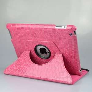  Ctech 360 Degrees Rotating Case (Pink Crocodile) Leather 