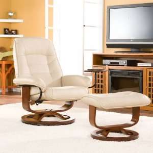  SEI Bay Hill Taupe Leather Recliner and Ottoman UP1332RC 