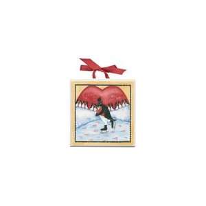   Wall Plaque 6x6 with Red Ribbon   Penguin in Love