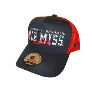   Rebels Ole Miss Blue and Red Mesh Snapback Hat: Sports & Outdoors