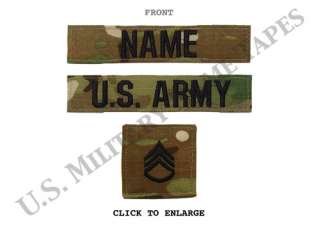 ARMY ACU MULTICAM (OCP) NAME TAPE, SERVICE TAPE & RANK PATCH SET 