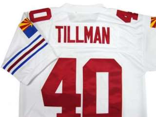 Arizona Cardinals #40 Pat Tillman Sewn Memorial White Throwback Mens 