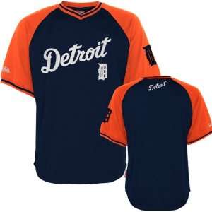   Detroit Tigers Navy/Orange Stitches V Neck Jersey