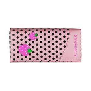  Pink Strawberry Polka Dot Large Folding Wallet: Patio 