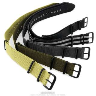   20   black   st.steel blackened  military textile watch strap  